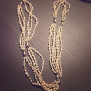 Faux pearl multi strand necklace